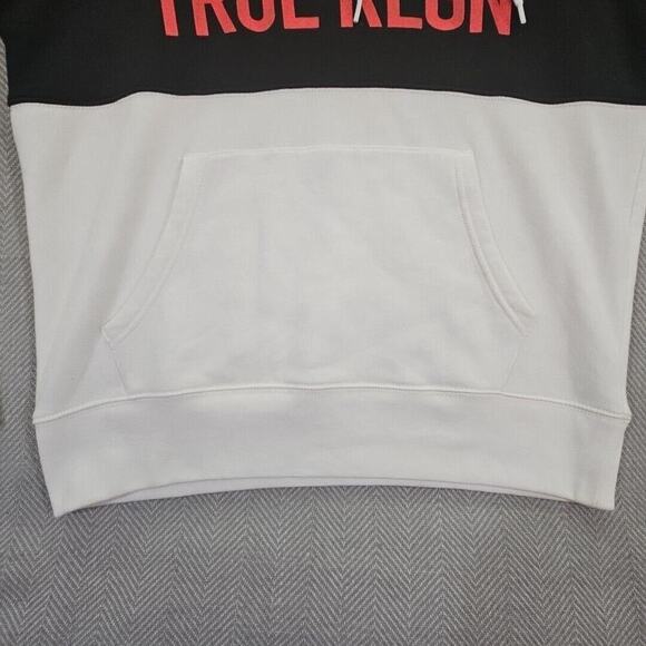 True Religion Men's Pullover Colorblock Hoodie Sweatshirt White Black 103140 LG - Picture 12 of 16